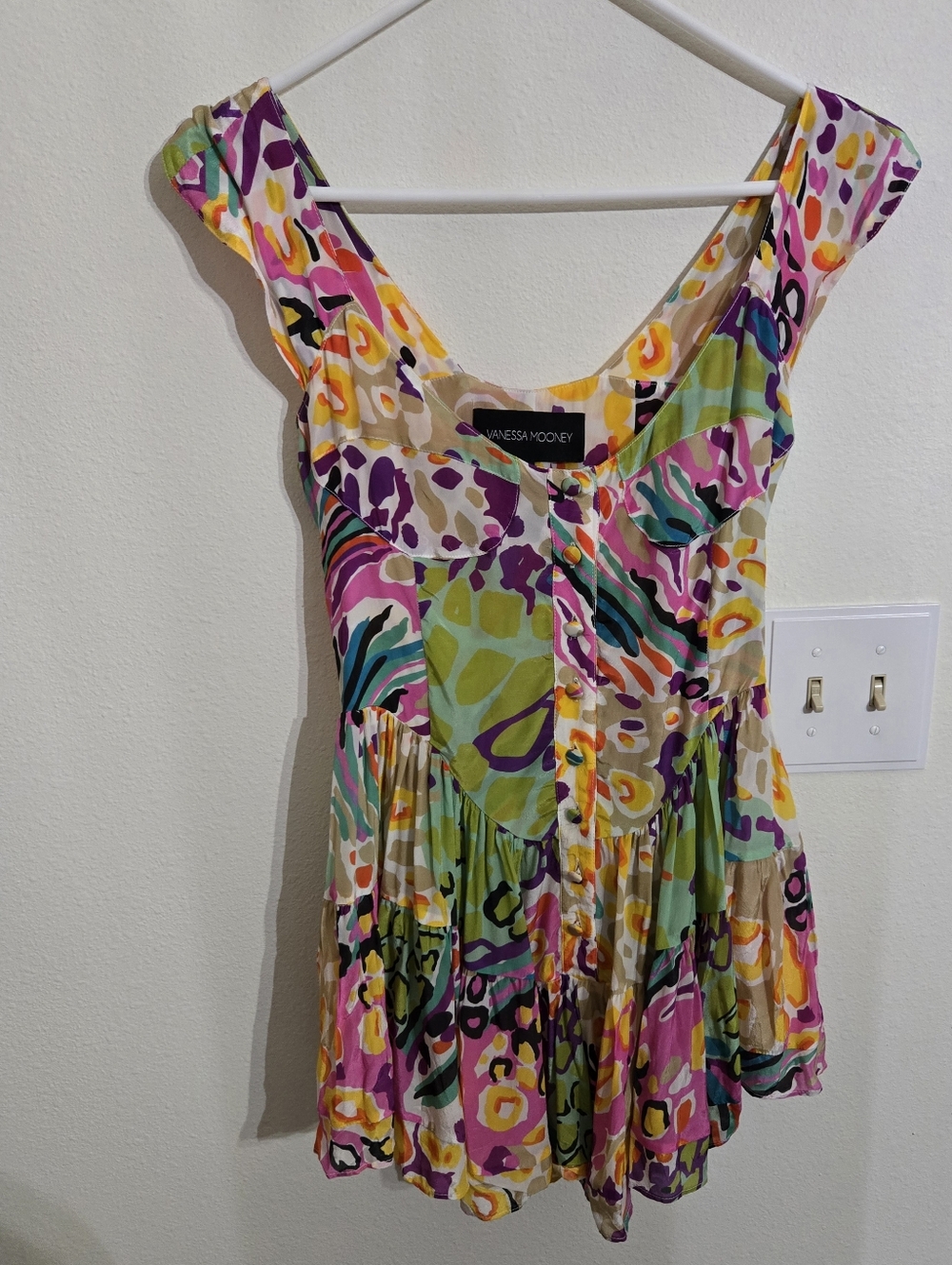 Vanessa Mooney Multicolor Abstract Button-Front Sundress